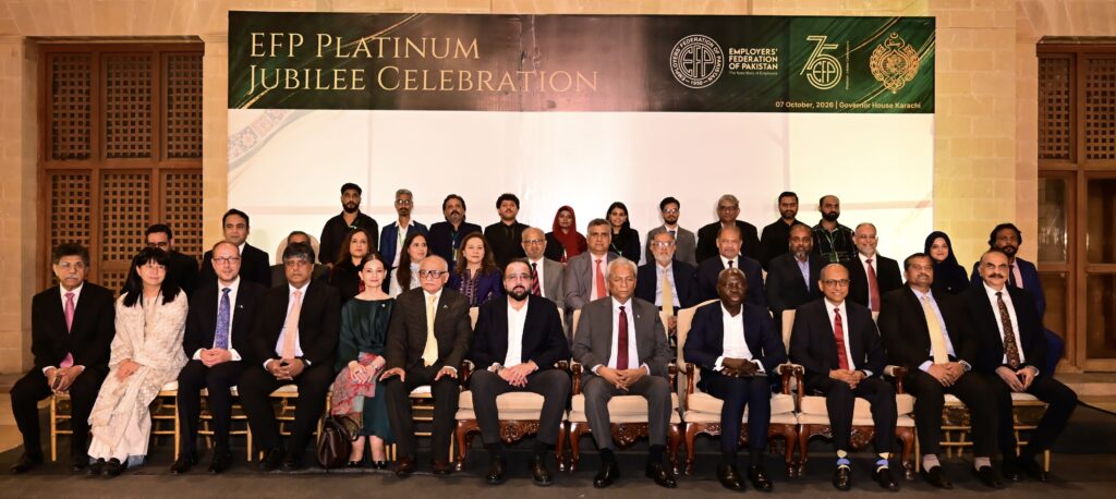 Employers’ Federation of Pakistan Board of Directors and team with Governor Sindh Nehal Hashmi, ILO Director-General Gilbert F Houngbo and other dignitaries at Sindh Governor House.