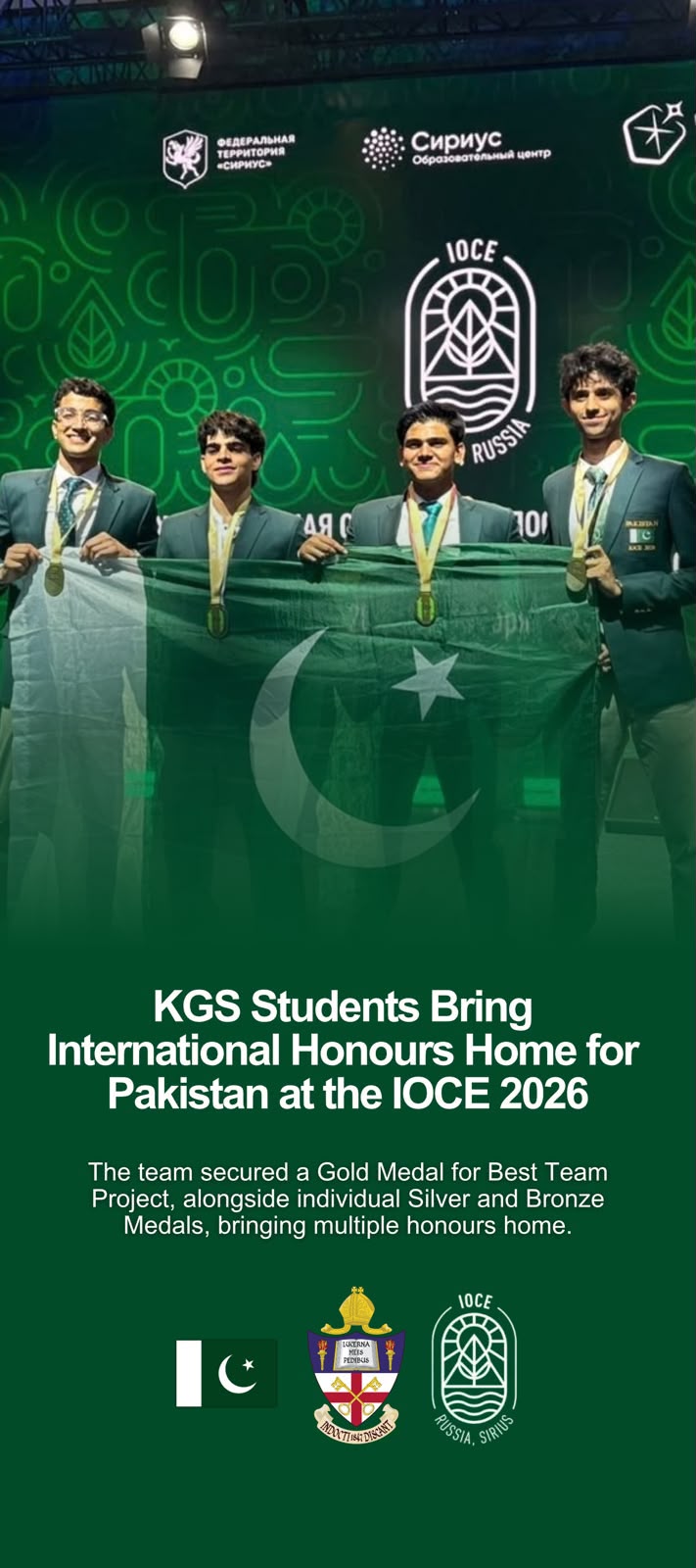 Karachi Grammar School students with Gold Medal from Russia Climate Olympiad