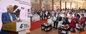 Sindh Governor Nehal Hashmi addressing the ECCE International Summit 2026 in Karachi