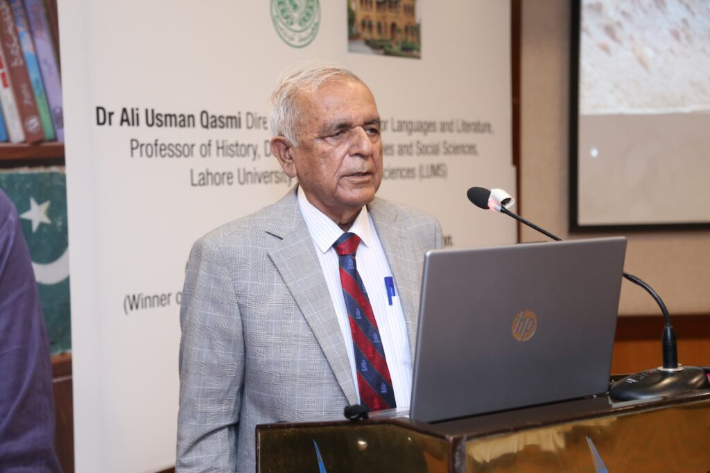 Dr Ali Usman Qasmi speaking at Quaid-e-Azam House Museum in Karachi
