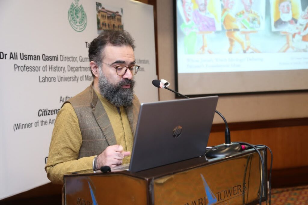 Dr Ali Usman Qasmi speaking at Quaid-e-Azam House Museum in Karachi