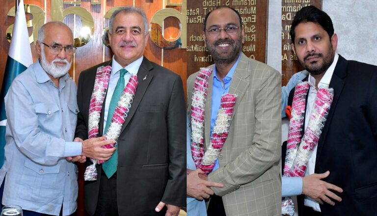 Mahmood Ahmed Khan with newly elected ABAD Chairman Hanif Gohar