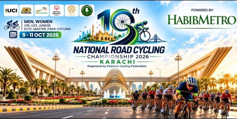 10th National Road Cycling Championship 2026 cyclists in Karachi