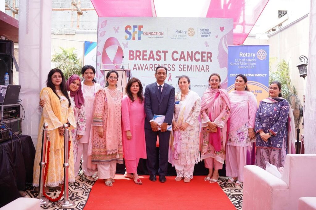 Breast cancer awareness session by Rotary Club of Karachi Sunset Millennium with medical experts at SFF OPD Clinics.