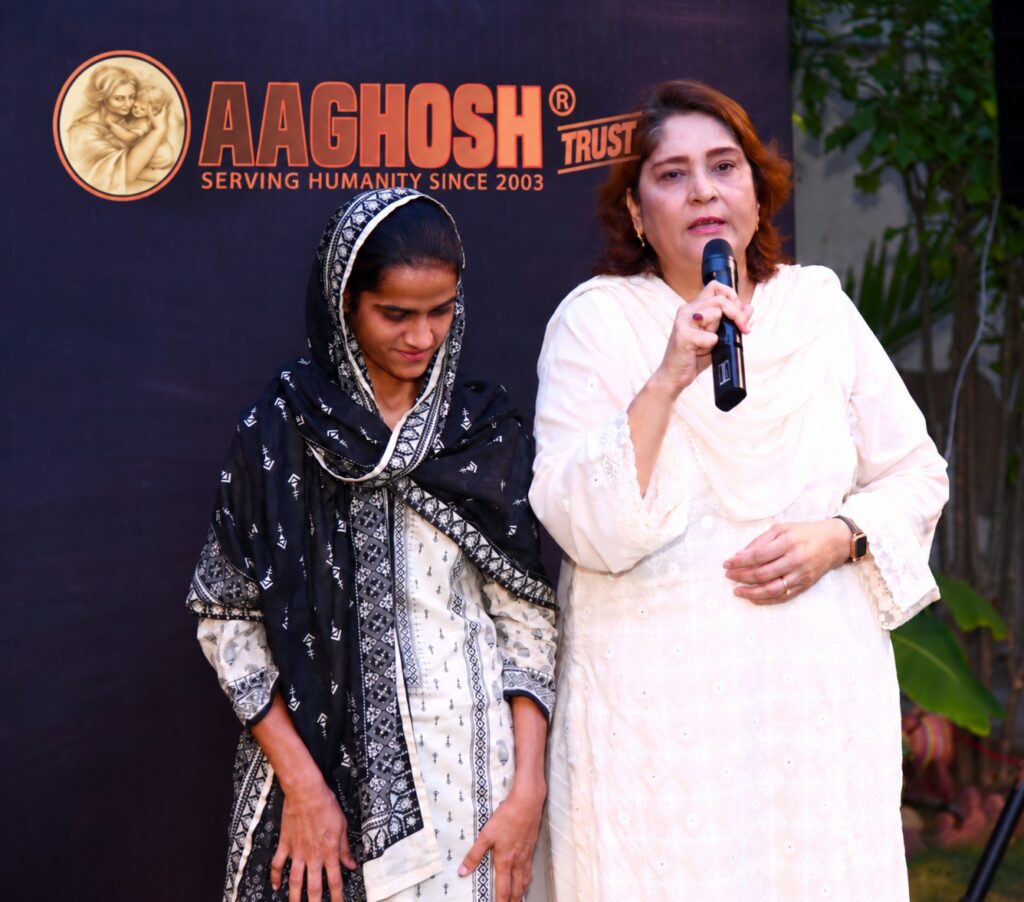 Shagufta Saba at Aaghosh Home during a World Mental Health Day awareness event.