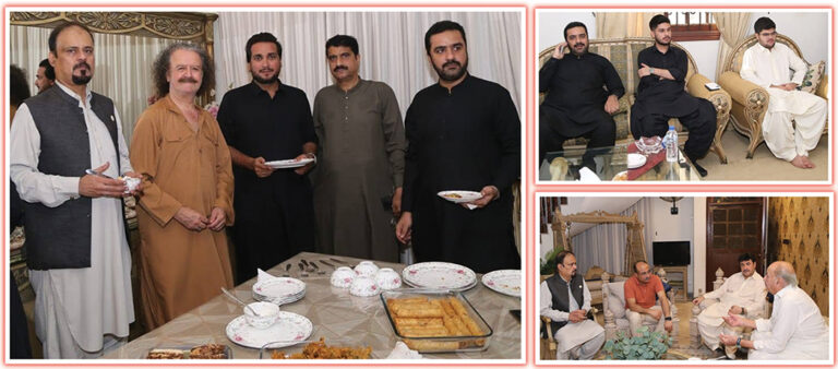 Guests attend a high-level networking reception hosted by Changgaiz Hussain Khan at his DHA Karachi residence.