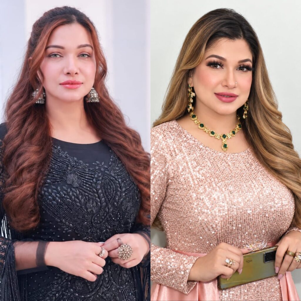 Pakistani stage actress Saba Sheikh in a promotional image for the drama Sabar Karo.