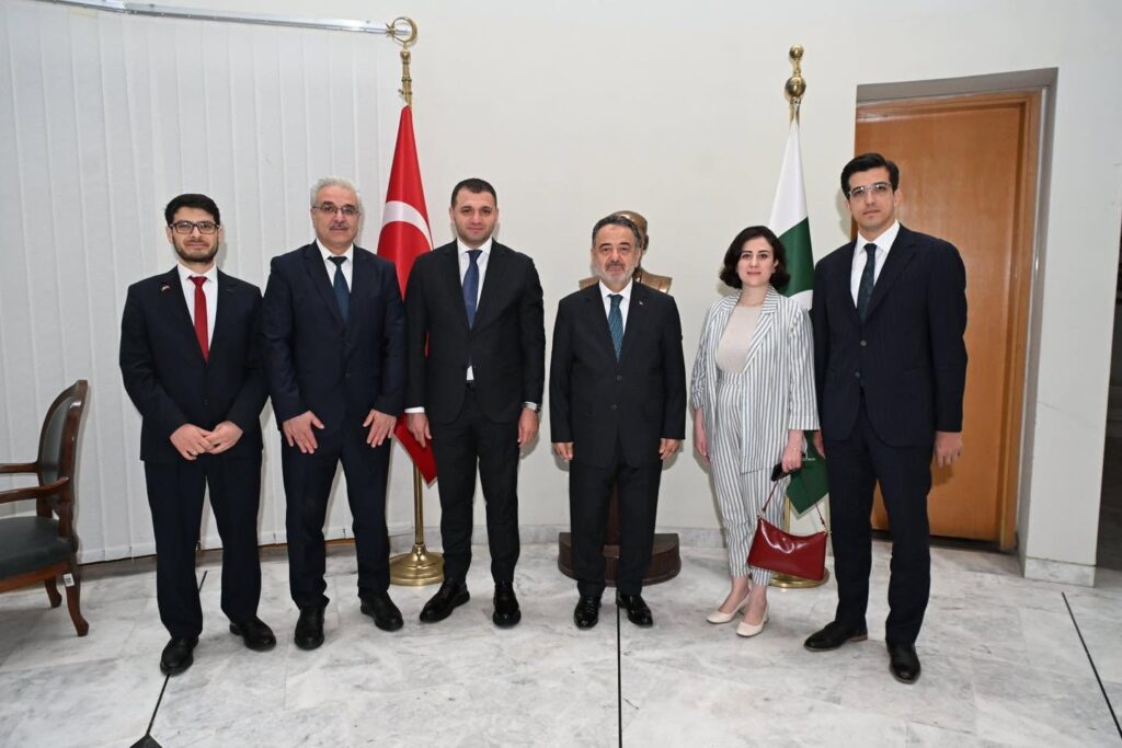 TiKA Vice President Dr Ali Ercan and delegation during a meeting with Ambassador Dr irfan Neziroglu in Islamabad.
