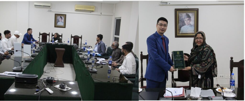 PSQCA and China New Energy Industry Association representatives discuss electric two-wheeler and three-wheeler standards in Pakistan.