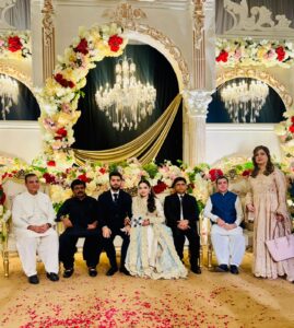 Guests attend the walima reception for Kabir Ahmed, son of Rafia Javed, in Karachi.