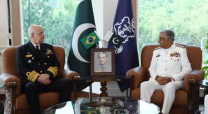 Pakistan Brazil defence cooperation talks involving the Pakistan Navy and Pakistan Air Force chiefs.