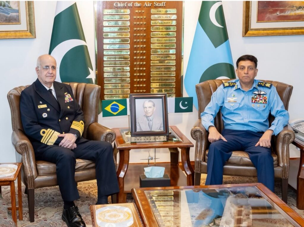 Pakistan Brazil defence cooperation talks involving the Pakistan Navy and Pakistan Air Force chiefs.