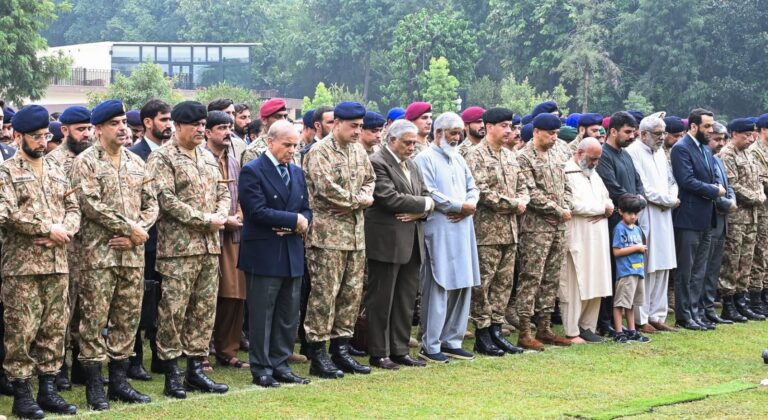 Funeral prayers for Major Husnain Shehzad Humayun and Captain Abdul Samad at Chaklala Garrison, Rawalpindi.