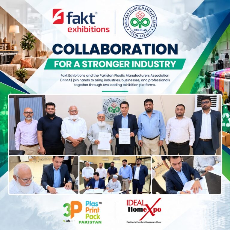 Fakt Exhibitions and PPMA representatives sign an MoU for the 2027 exhibitions in Karachi.