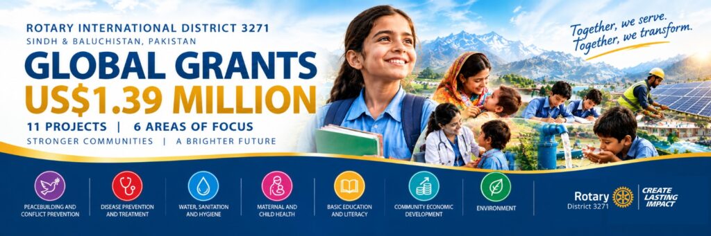 Rotary District 3271 Global Grant projects worth US$1.39 million under District Governor Shahzad Sabir.