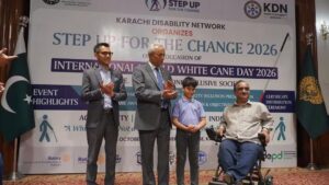 - White Cane Safety Day event with Rotary District 3271 Governor Shahzad Sabir in Karachi.