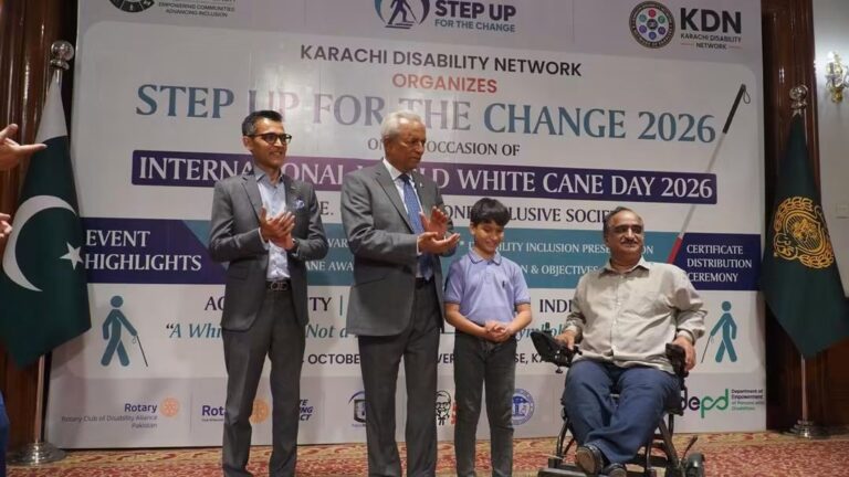 - White Cane Safety Day event with Rotary District 3271 Governor Shahzad Sabir in Karachi.