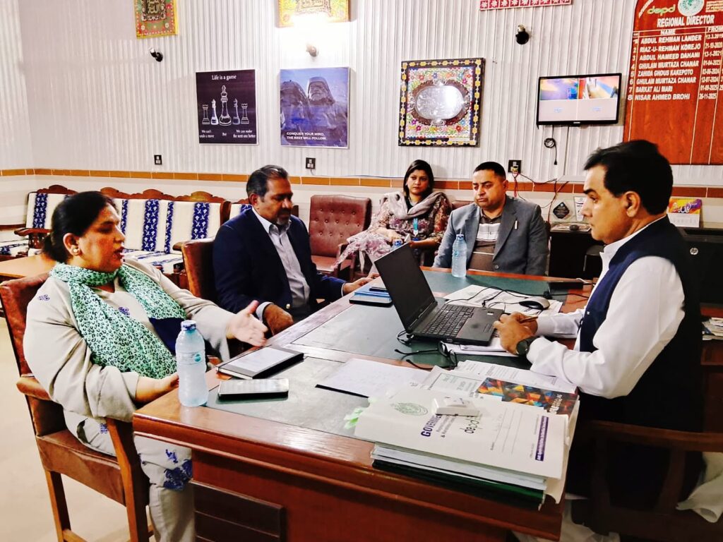 Disability Inclusion meeting between UNICEF, DEPD and NDF representatives at the regional directorate office in Shaheed Benazirabad.