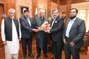 OGTIP delegation meeting Sindh Governor Syed Muhammad Nehal Hashmi to discuss youth empowerment and technical training.