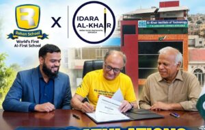 Rehan School and Al-Khair Institute of Technology agreement to introduce AI education through the ACCL programme in North Karachi.