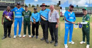 Pakistan Cricket team defeats India by eight wickets in the IMC Over-40 Cricket World Cup in Guyana.