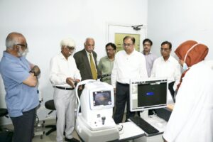 Eye Screening programme briefing by Pakistan Eye Bank Society President Qazi Sajid Ali to Rotary Club of Karachi Continental representatives.
