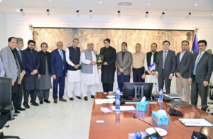 Industrial Tax discussions between KATI President Sheikh Umer Rehan and FBR Chairman Rashid Mahmood Langrial in Karachi.