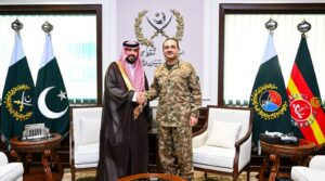 Field Marshal Asim Munir and Saudi Ambassador Rajeh Tami Albugamy meet at General Headquarters in Rawalpindi.