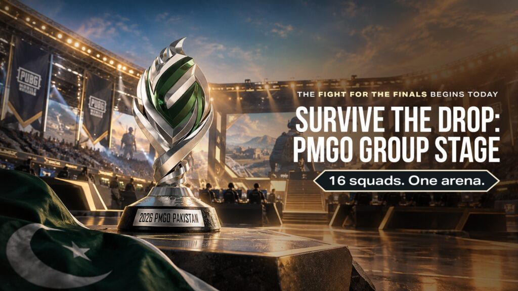 PMGO Group Stage competition in Lahore featuring South Asian esports teams and the Infinix GT 50 Pro.