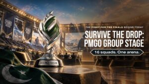 PMGO Group Stage competition in Lahore featuring South Asian esports teams and the Infinix GT 50 Pro.