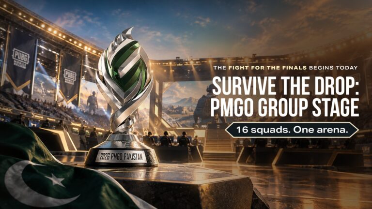 PMGO Group Stage competition in Lahore featuring South Asian esports teams and the Infinix GT 50 Pro.