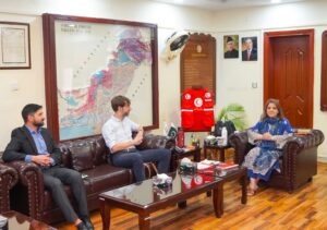 PRCS Chairperson Farzhana Naek meets a German Embassy delegation to discuss climate disasters and humanitarian cooperation.