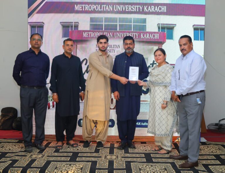 Metropolitan University Karachi BBA students present projects at the 2026 capstone showcase.
