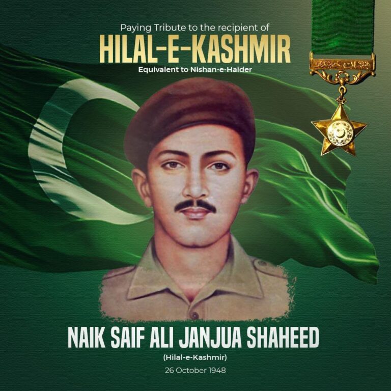 Saif Ali Janjua Shaheed commemorated by Pakistan’s Armed Forces on his 78th martyrdom anniversary.