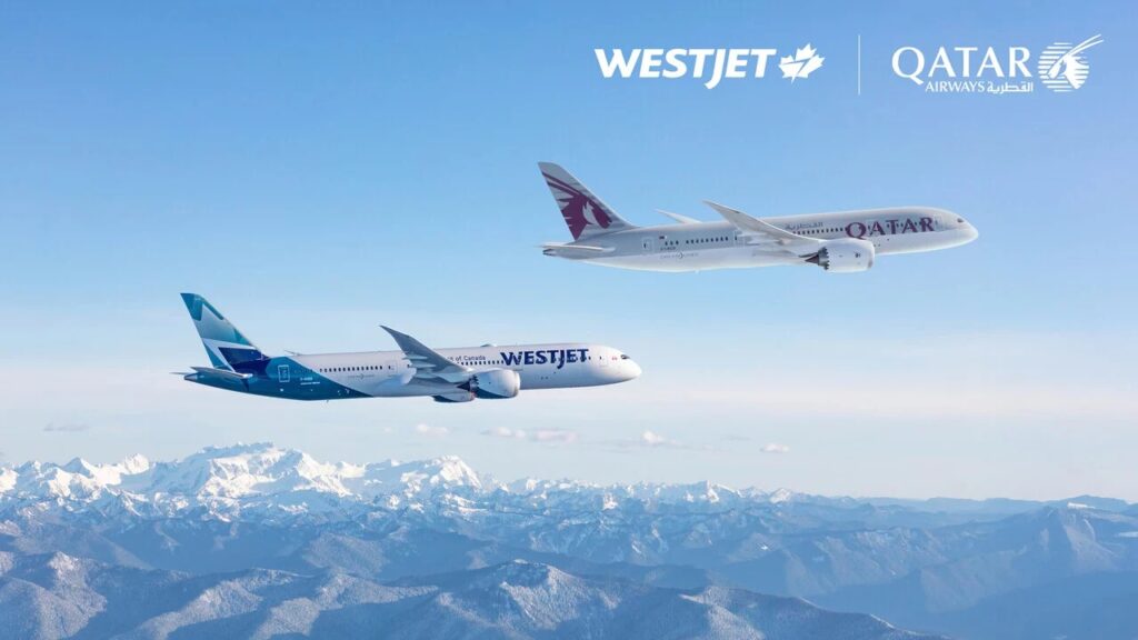 Qatar Airways and WestJet codeshare partnership expands flight connections across Canadian cities.