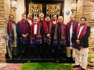 SM Tanveer, Shahid Ahmed Laghari and UBG leaders attend a dinner in Karachi.
