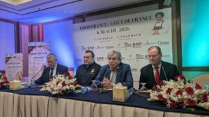 1. Chef Maxime Delaboudinière and organisers at the Good France 2026 launch in Karachi.