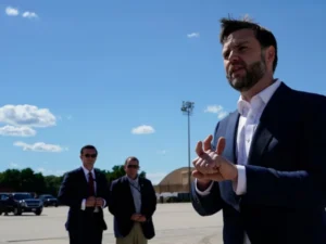 Iran tensions and US military activity in the Middle East following remarks by Vice President JD Vance about the conflict.