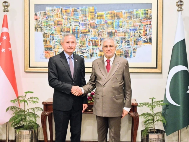 Pakistan Singapore meeting between Ishaq Dar and Vivian Balakrishnan at the Ministry of Foreign Affairs in Islamabad.